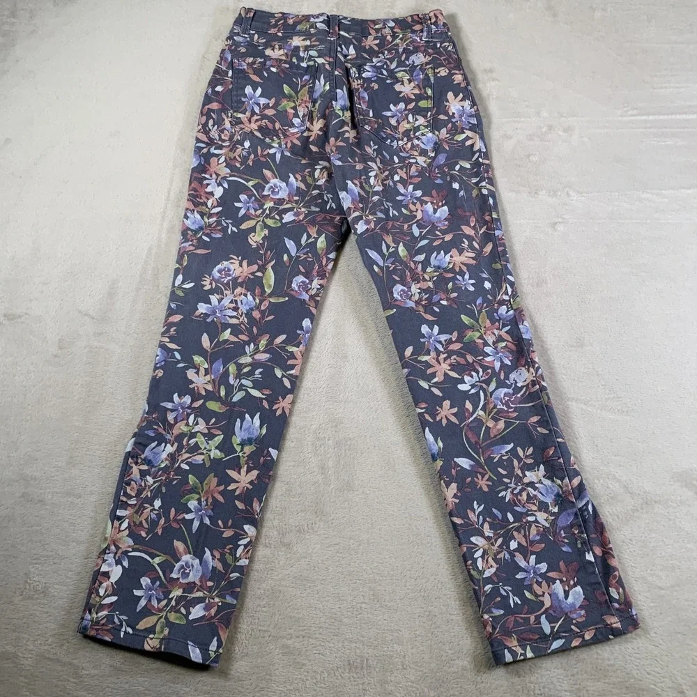 Gloria Vanderbilt Pants‎ Womens 4 Gray Floral Amanda Straight Leg Stretch Cotton - Picture 13 of 14